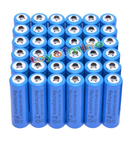 

36x AA 3000mAh 1.2V Ni-MH 2A Blue Color Rechargeable Battery Cell for MP3