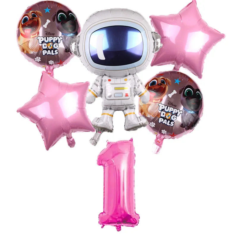 pink 1 6 шт. космический корабль Звездные войны воздушные шары набор BB-8 робот фольги воздушный шар щенок собаки Pals детский 32 дюймов номер День рождения украшения - Цвет: pink 1