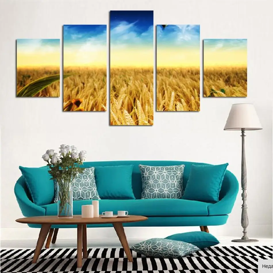 Настенная Наклейка Giveaways 5 панелей Современная пасторальная картина HD большой