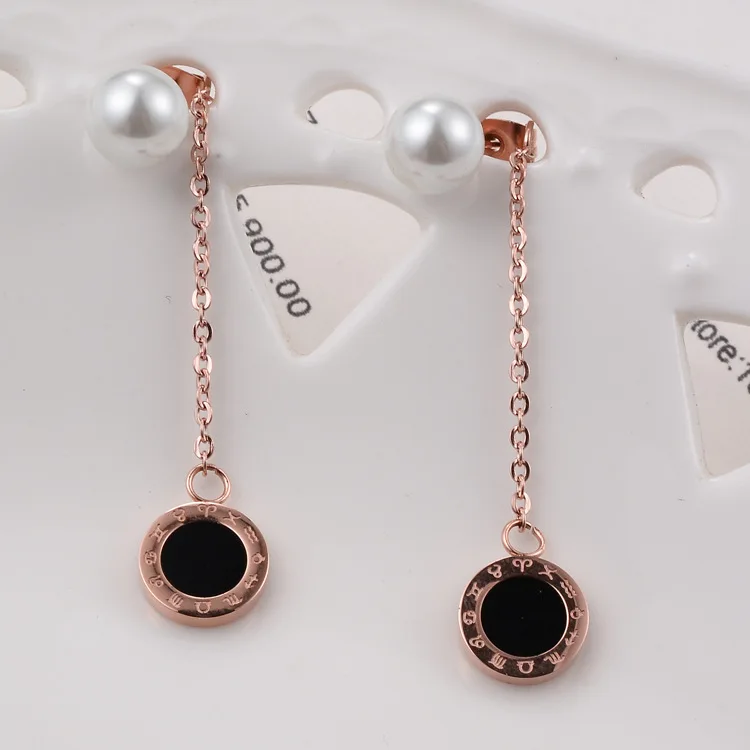 YUN RUO 2019 модные черные круглые жемчужные серьги гвоздики с кисточкой цвета