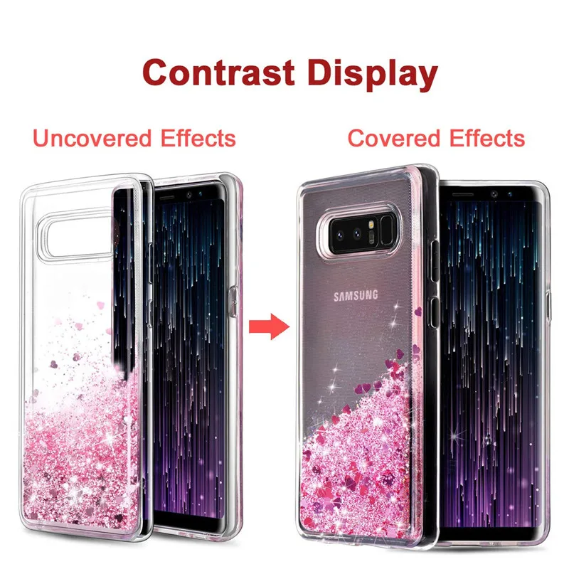Sparkle Liquid Bling Soft TPU Love Heart Stylish Quicksand Case for Samsung Galaxy Note 8 Glitter women Shimmer Phone | Мобильные