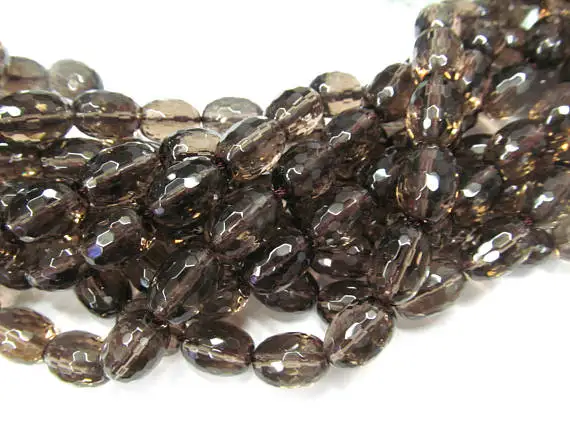 AA + полнонитевая Дымчатая кварцевая бочка рисовый граненый роскошный шоколадный