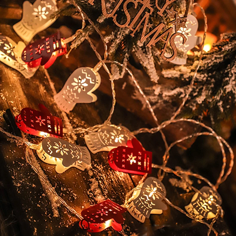 100 LED Metal Hollow White Red Christmas Gloves Festoon String Lights Outdoor Ball Garland Wedding Garden Party | Освещение