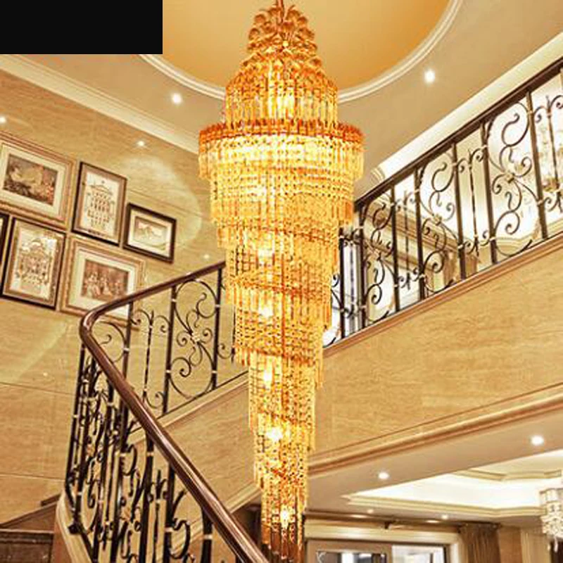 Staircase chandelier double staircase lamp long luxury villa crystal modern minimalist living room LED | Освещение