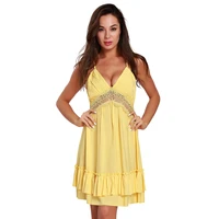 new cotton casual bar women yellow dress club style women clothing summer lace backless clothing girl clothes hot dresses casual