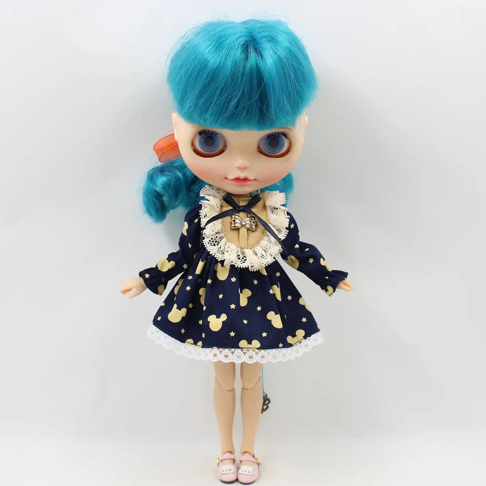 Наряды для Blyth doll, голубое и коричневое платье с Микки Маусом, милый и простой костюм для 1/6, azone BJD pullip licca