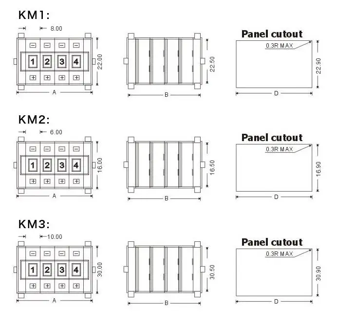 Черные 22 мм x 8 0 9 цифр десятичные/BCD переключатели колесных колёс KM1|Выключатели| |