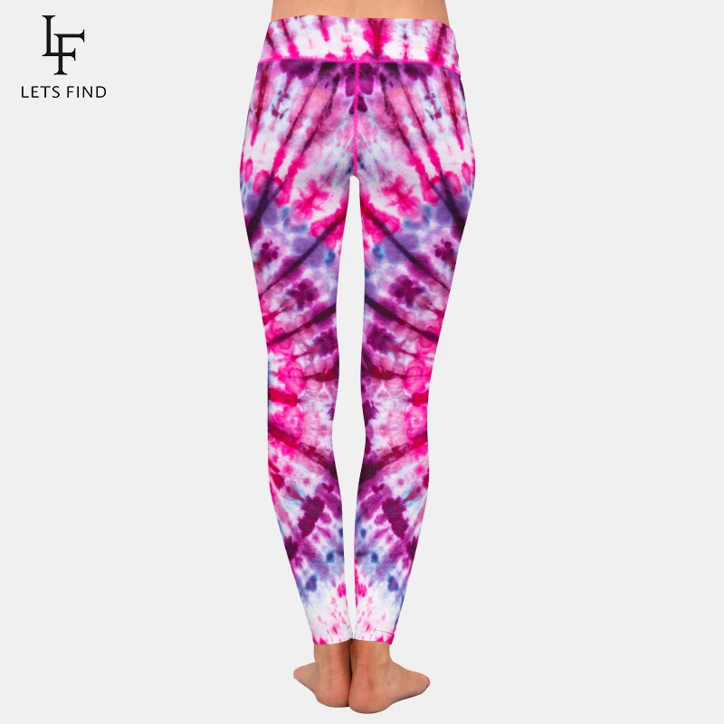 LETSFIND брендовые новые женские леггинсы с принтом Tie-dye Высокая талия эластичный молочный шелк с принтом по щиколотку повседневные Леггинсы размера плюс