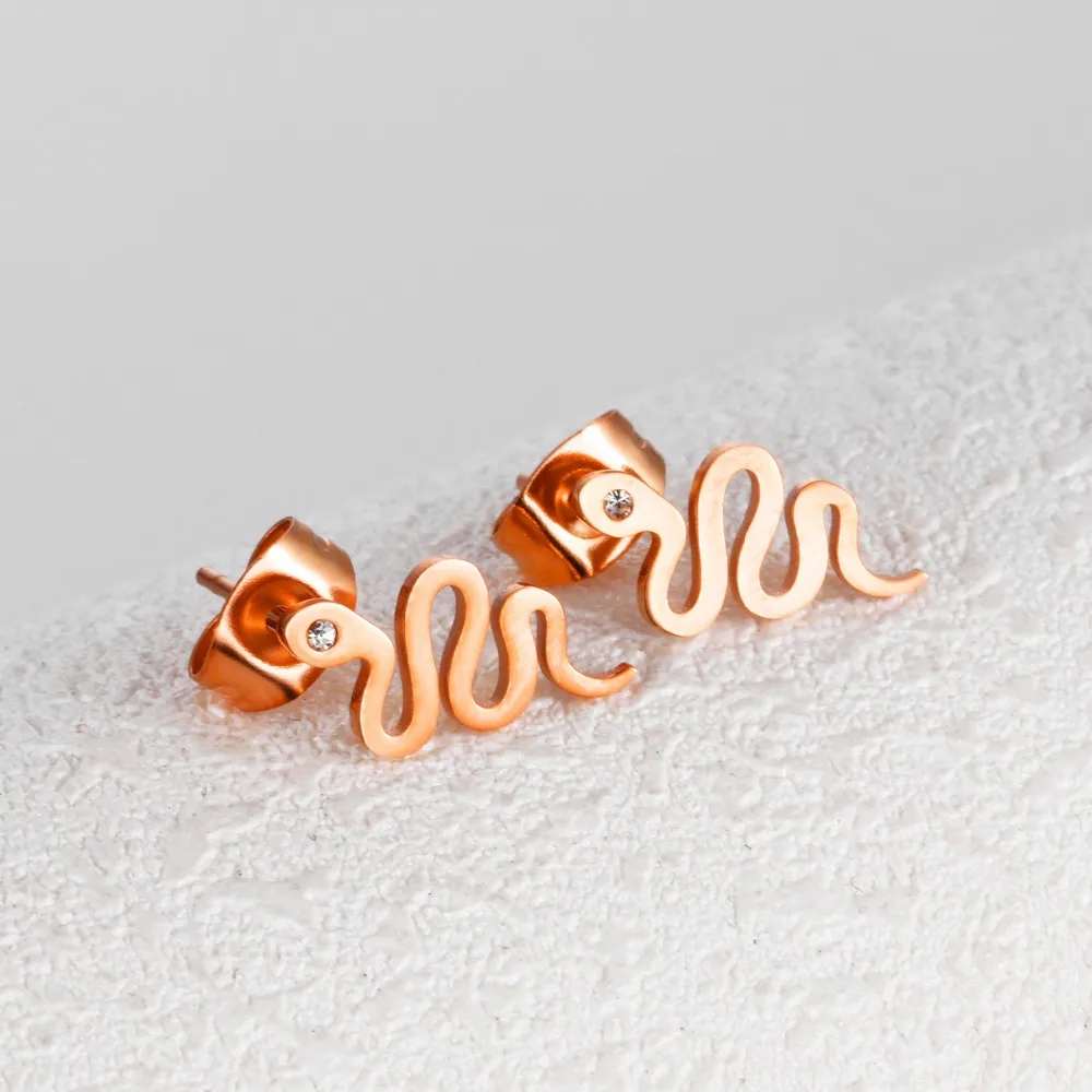 New Fashion Personality High Quality Creative Crystal Lady Rose Gold Snake Stud Earrings Jewelry Gift | Украшения и аксессуары