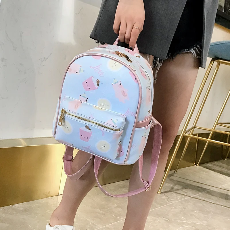 Женский рюкзак с мультяшным принтом милые школьные ранцы из искусственной кожи