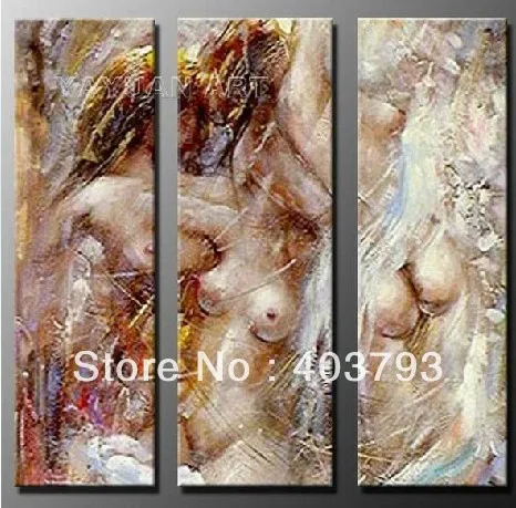 Абстрактная человеческая боди арт 3 панели Современная картина маслом ручной