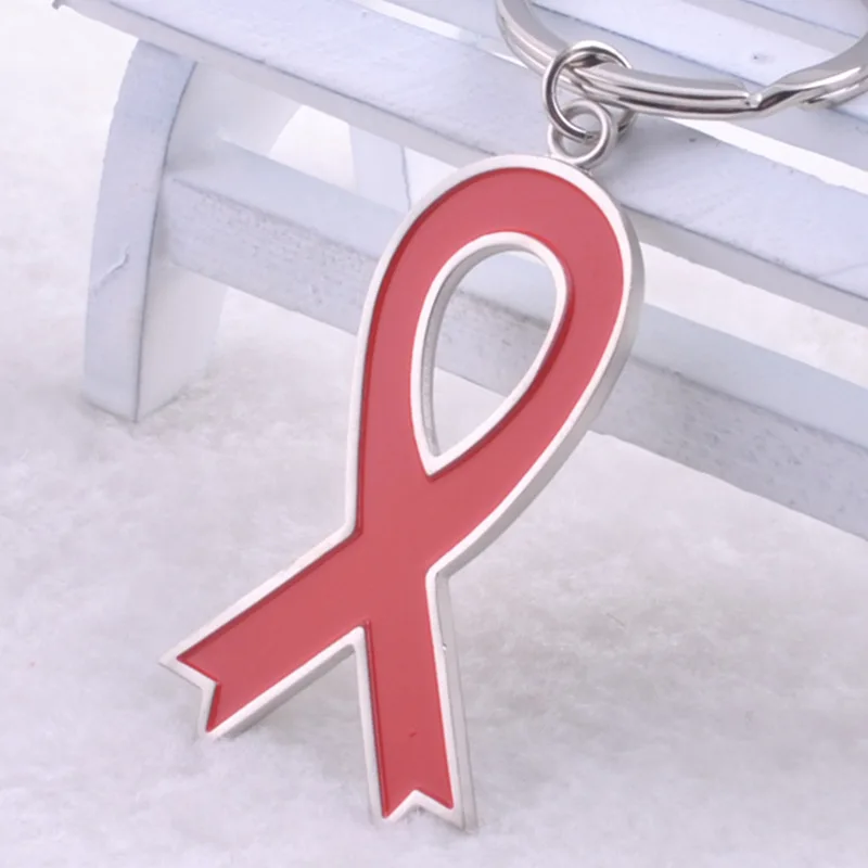 High Quality Alloy Creative Red ribbon HIV Care Hope Sign Keychains Key Rings Sports Chains Boys Friend Gift | Украшения и