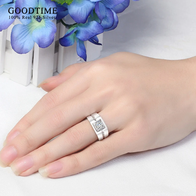 Роскошные 925 пробы Серебряные кольца для Для мужчин ювелирные изделия циркония