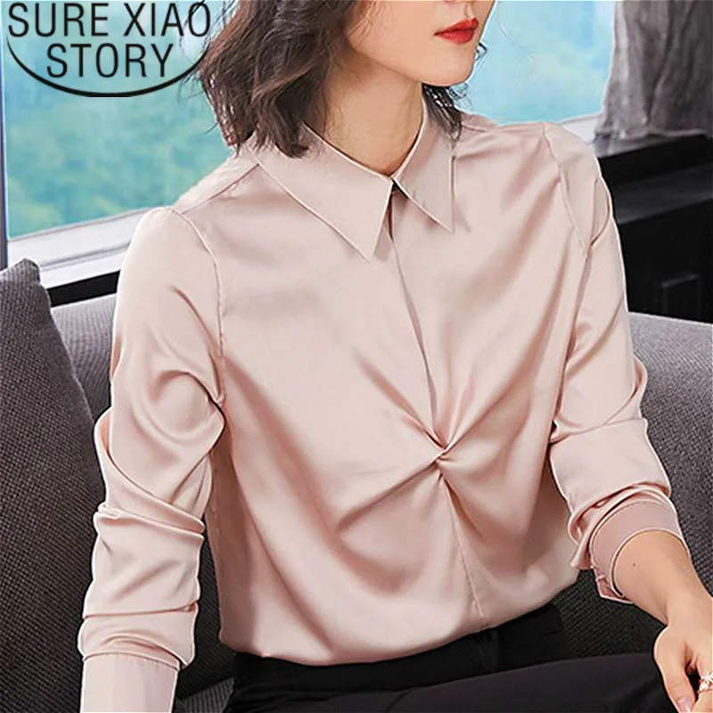 

Женские топы и блузки blusas mujer de moda 2021 Однотонная футболка на пуговицах, Офисные женские туфли женские рубашки с длинным рукавом отложной вор...