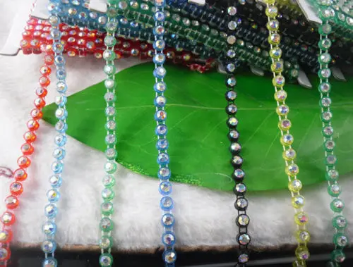 SS18 A grade clear AB crystal glass 4.5mm rhinestones plastic banding setting costume applique wedding decorations chain 1 yard | Дом и сад