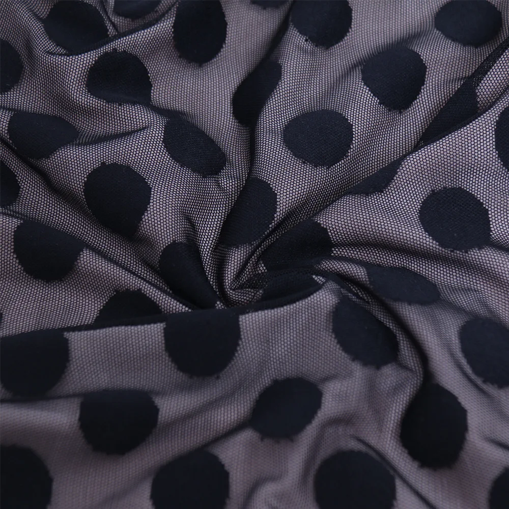 Сарафан миди Sheer Dots платье три четверти рукав o-образным вырезом Bodycon Elegent платья