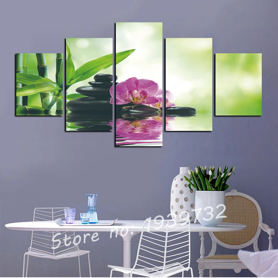5 шт. Принт плакат холщовые розовые орхидеи украшения Картина маслом модульная