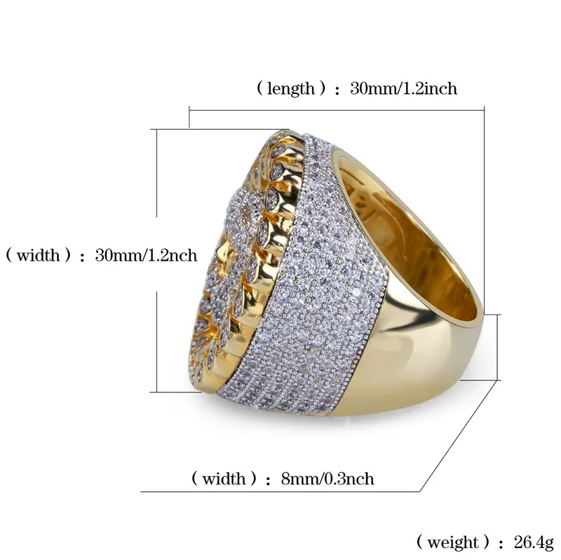 Хип хоп мужские кольца мода рок украшения для мужские подарки Bling Iced Out Иисус Корона AAA циркон кольца
