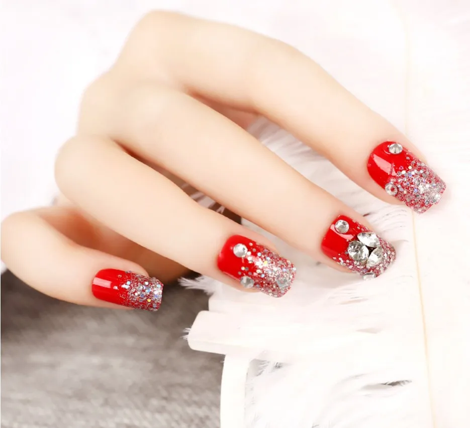 24 шт./компл. модные 3D Накладные Ногти украшения Для женщин поддельные ногтей с