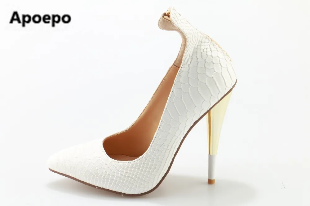 

Selling brand 2022 women white shoes pointed toe stiletto sexy Serpentine high heels pumps shoes women shallow sapato feminino