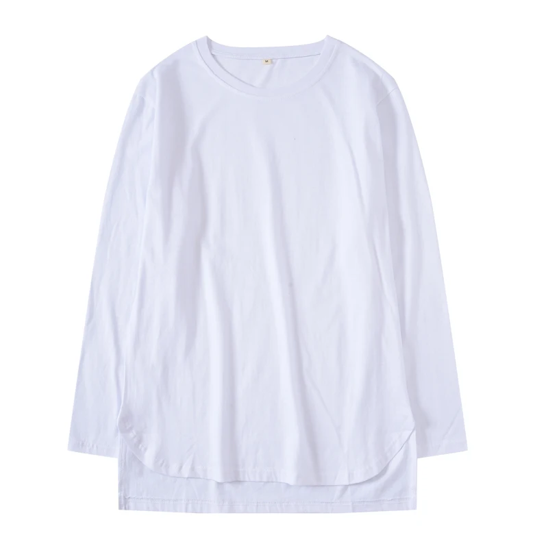 Long-sleeved white Удлиненная уличная футболка в стиле хип-хоп,, модные брендовые футболки, мужские летние футболки с коротким рукавом, футболки больших размеров для мужчин/женщин - Цвет: Long-sleeved white