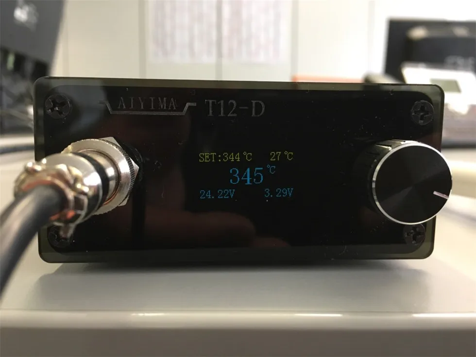 Aiyima, 110 В переменного тока, 220 В, OLED T12, цифровая паяльная станция, регулятор температуры 72 Вт с европейской вилкой+ ручка T12+ наконечник для T12-K, новинка
