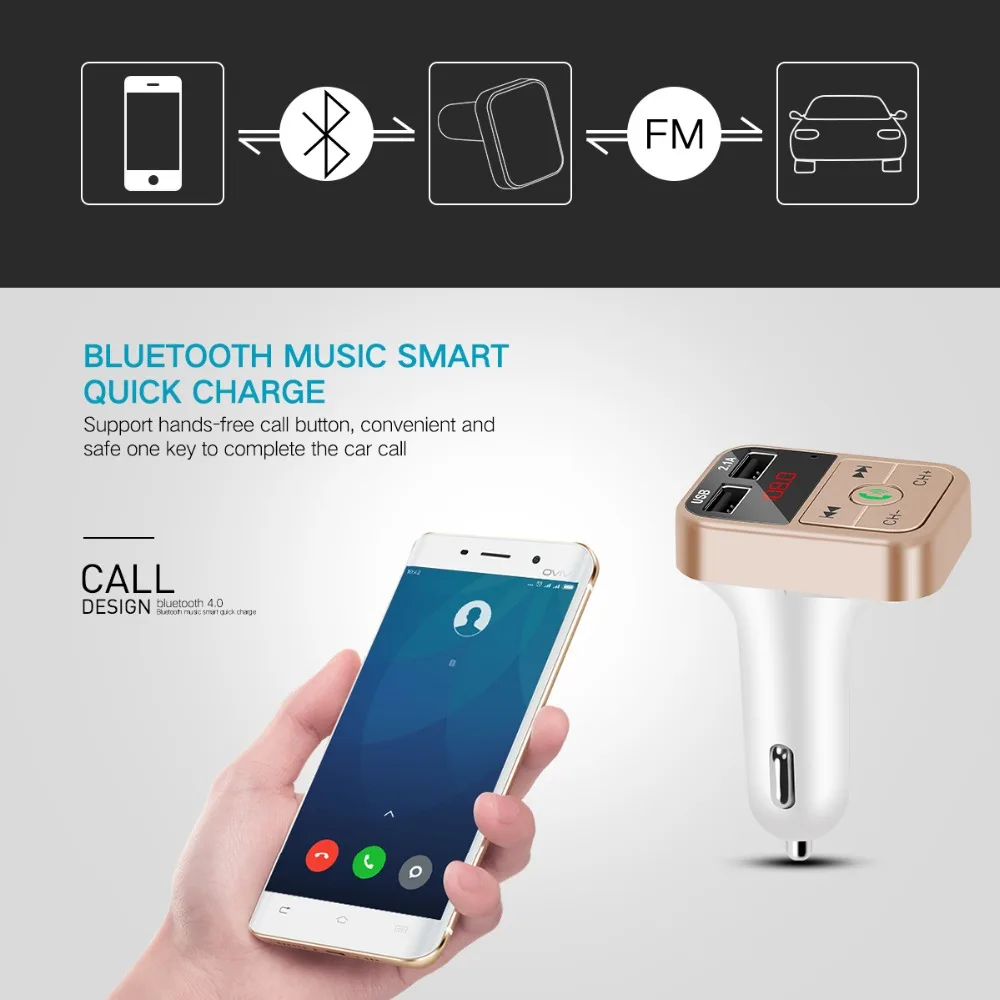 Bluetooth автомобильный fm трансмиттер модулятор громкой связи Car Kit MP3 плеер TF USB flash