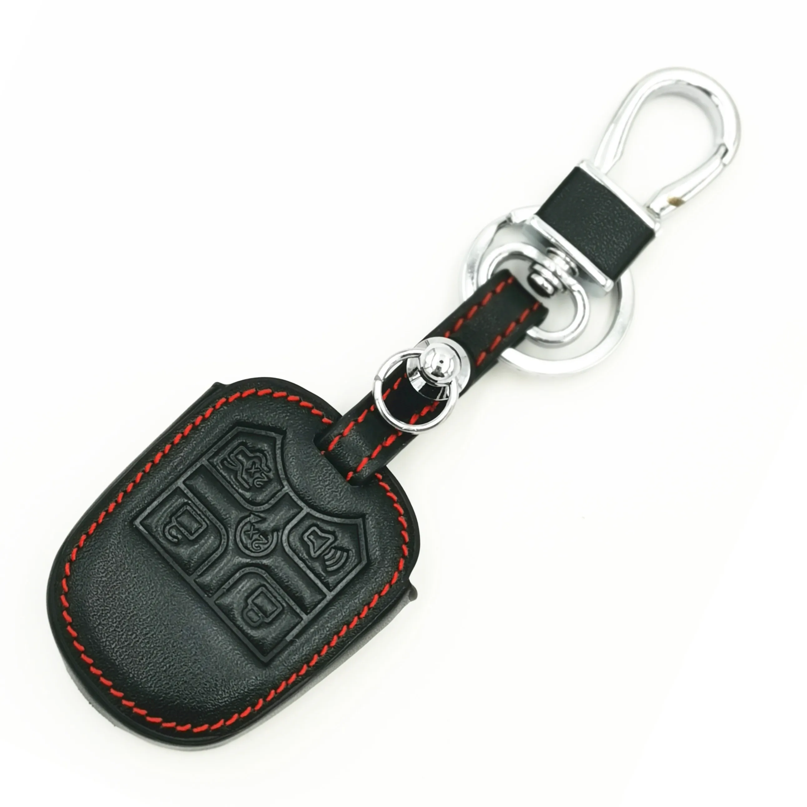 

WFMJ Black Leather 5 Buttons Remote Key Chain Cover Case Fob for Ford Edge Expedition Explorer Flex Focus Fusion Mustang Taurus