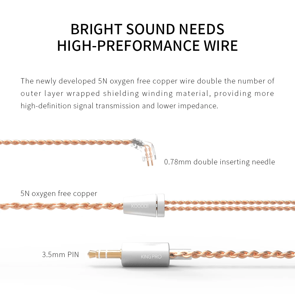 TFZ KING PRO Hi-Fi наушники-вкладыши мониторные наушники стерео наушники с 2-контактный 0,78 мм 5N бескислородная Съемная медные кабели