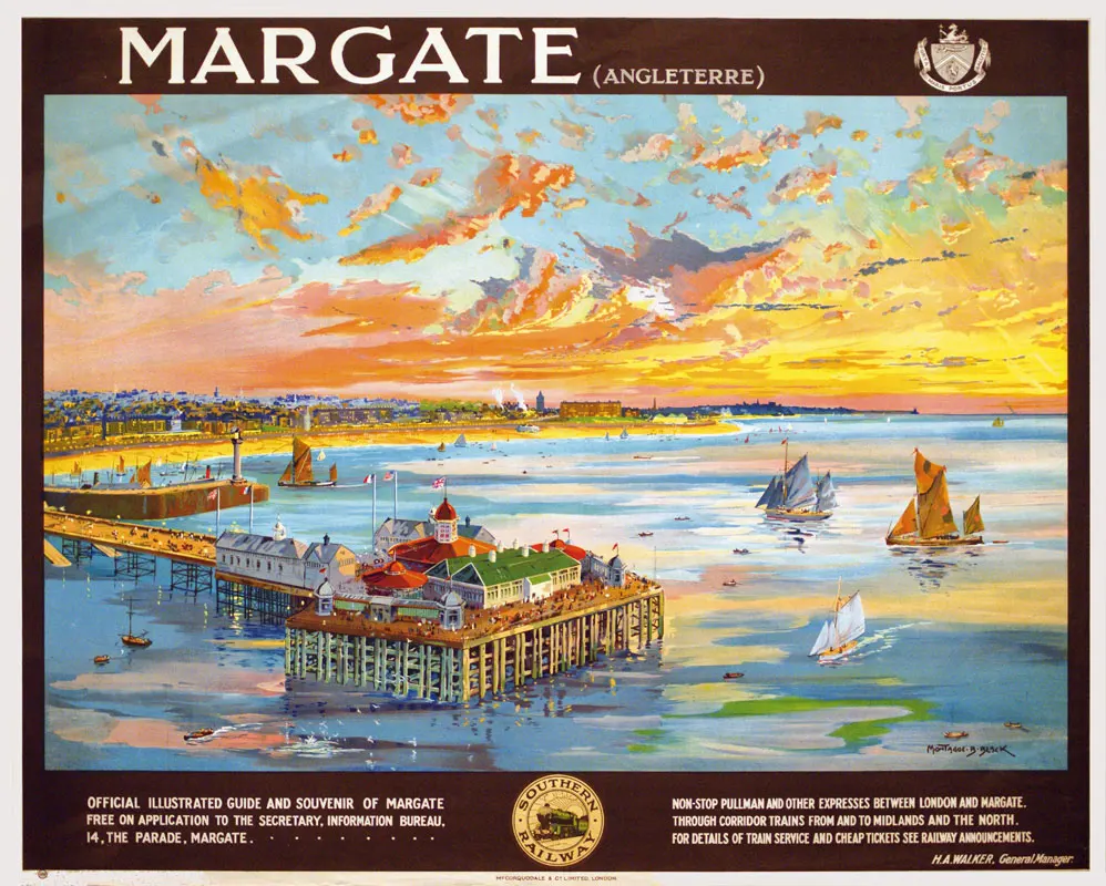 Англия британская путешествия плакаты Margate Angleterre классические наклейки на стену