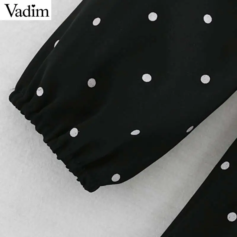 Вадим Женские винтажные в горошек с вышивкой платье миди v образным вырезом