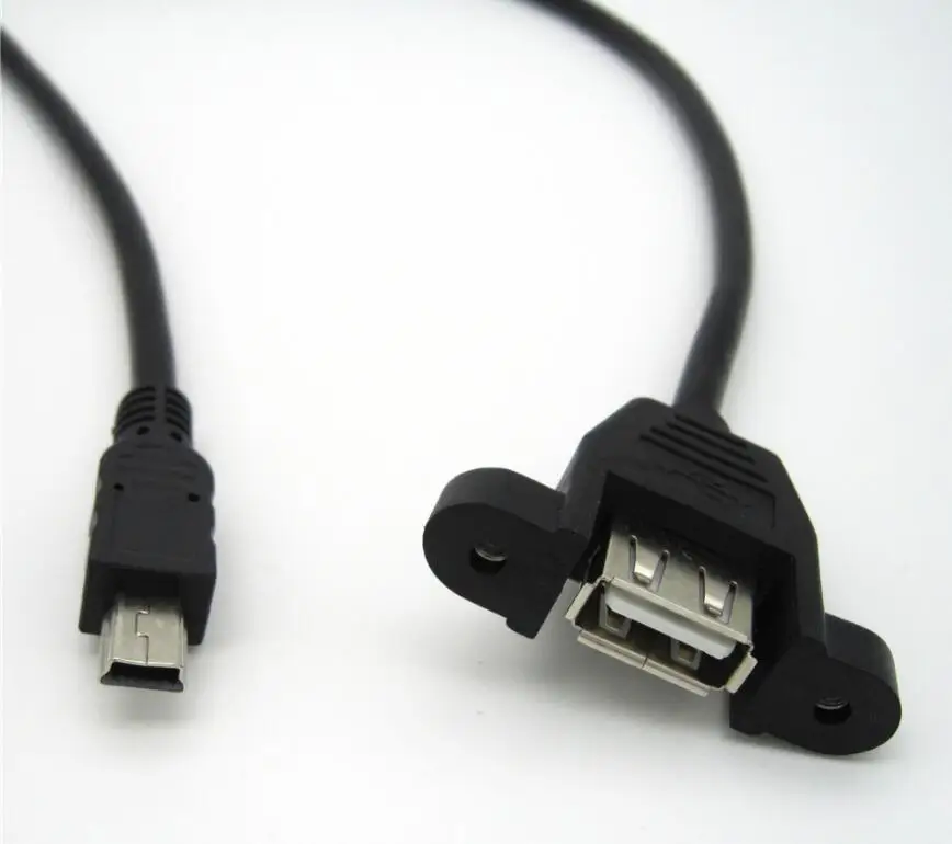 5 шт. мини-usb 5pin 2 0 папа к USB B Тип гнездовой кабель 30 см 50 с панельным креплением