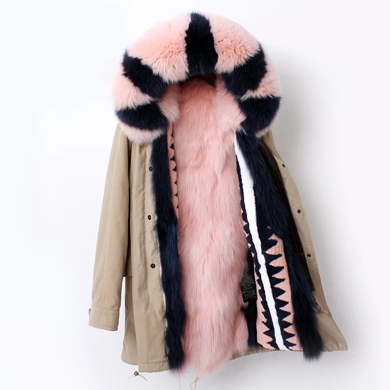 Europe New Women's Winter High Fashion Big Real Fox Fur Collar And Liner Thick Warm Long Jackets Female Plus Size Coats Parkas | Женская