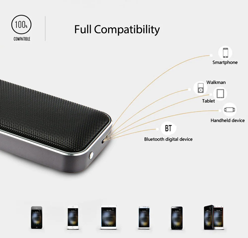 Bluetooth Колонка BT202 Беспроводная портативная ультратонкая металлическая с