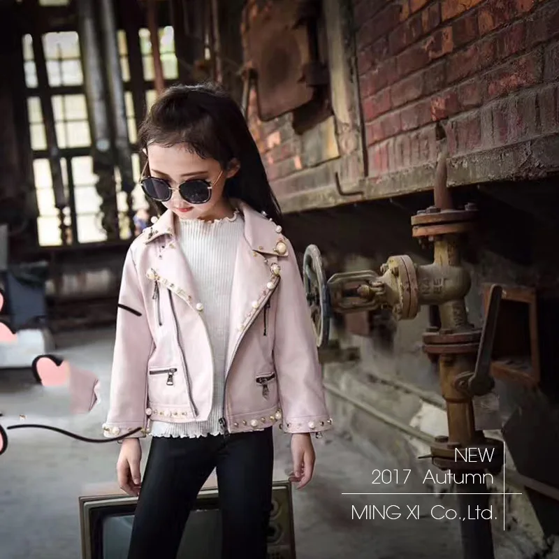 Детская мотоциклетная кожаная куртка из искусственной кожи для девочек