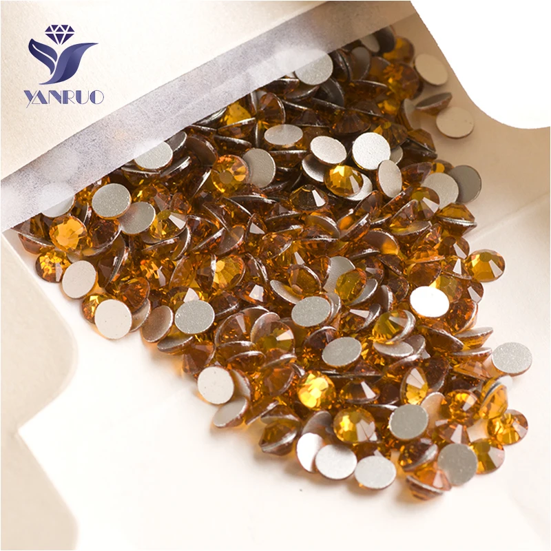 YANRUO 2058NoHF SS16 топаз 1440 шт. не горячая фиксация стразы с плоской задней стороной