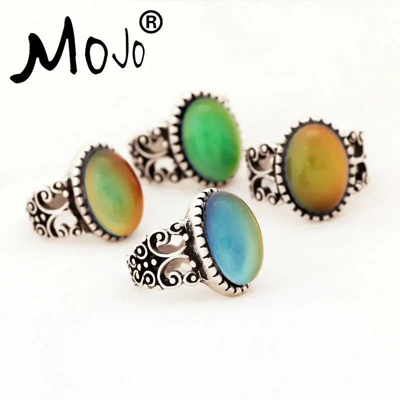 Набор колец для мужчин и женщин античное серебристое меняющее цвет настроение с