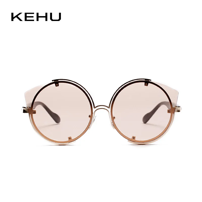Женские металлические солнцезащитные очки KEHU Cat Eye круглые треугольные