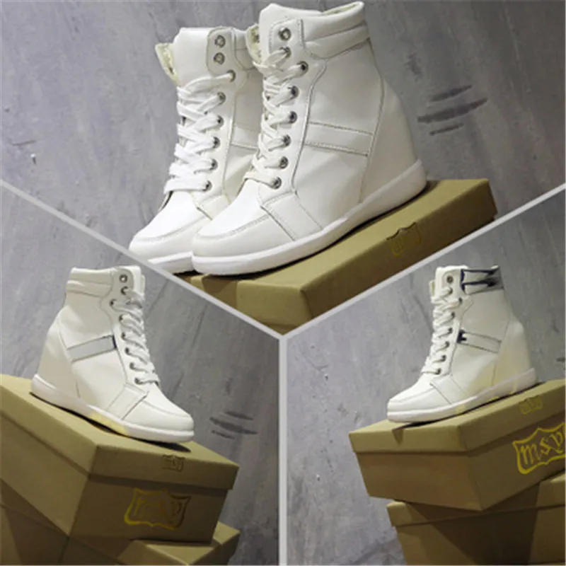 3 high heel ladies casual shoes wedge with ladies sneakers casual platform shoes breathable increase footwear - Цвет: 3