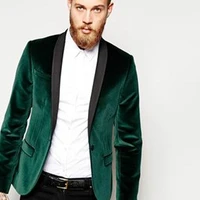 green velvet business party men suits groom wear 2018 black shawl lapel blazer two piece wedding tuxedos jacket pants