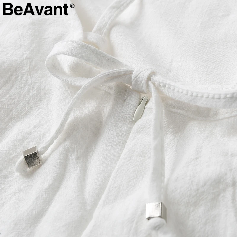 BeAvant Ruffled v-neck women sun dresses summer 2019 A-line strap cotton short dress High waist backless ladies vestidos | Женская