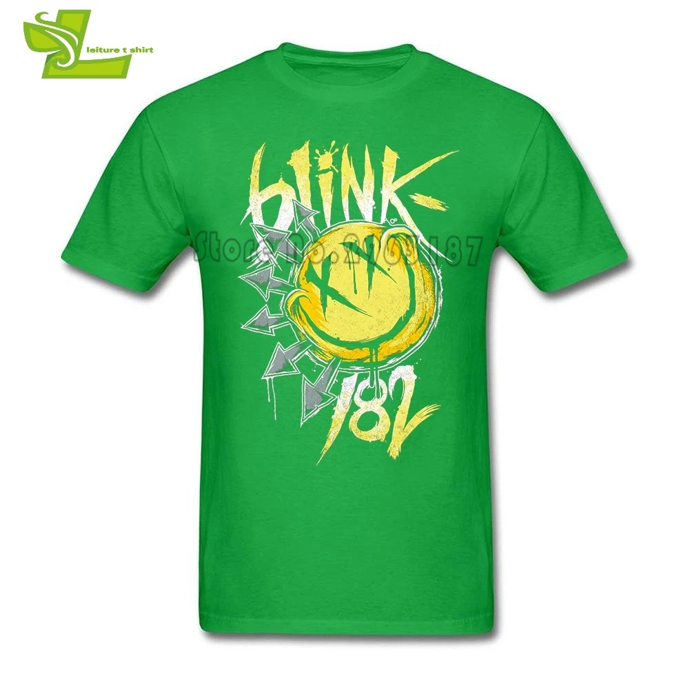 Зеленый Blink 182 футболка мужские Новые простые рубашки домашняя одежда Классическая свободная футболка мужская с коротким рукавом вырез лодочкой команда папа одежда - Цвет: Зеленый