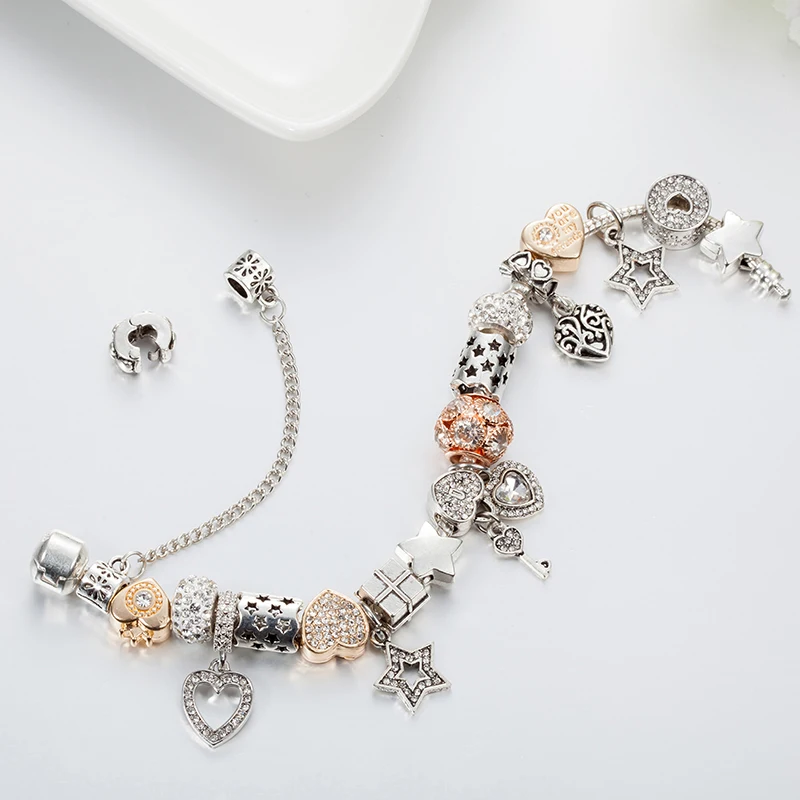 ANNAPAER колье bracciali Donna Taki, очаровательный браслет со звездой и бусинами в форме сердца, подходит для женщин, подарок на свадьбу, День Святого Валентина, B17006
