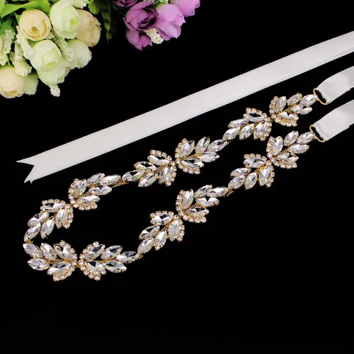 Bridal Belt 10Gold Ручной работы Серебряный свадебный пояс стразы на поясе аппликация для вечерних выпускных платьев свадебное украшение белый бежевый пояс лента - Цвет: Bridal Belt 10Gold