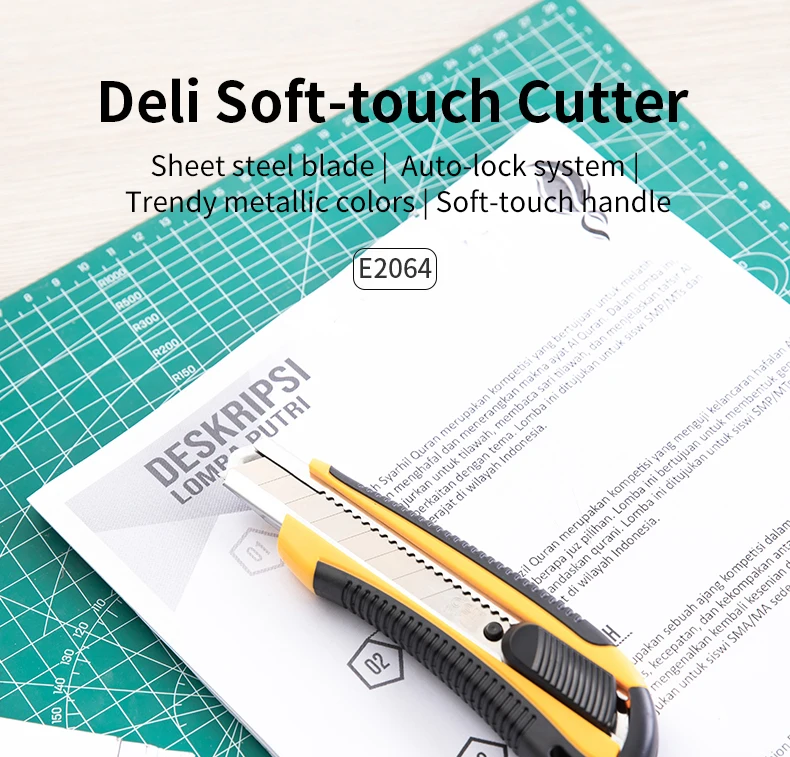 DELI E2064 Soft Touch Автоматическая блокировка резак деревянная коробка резак для бумаги металлические канцелярские принадлежности ремесло нож резак нож для резки