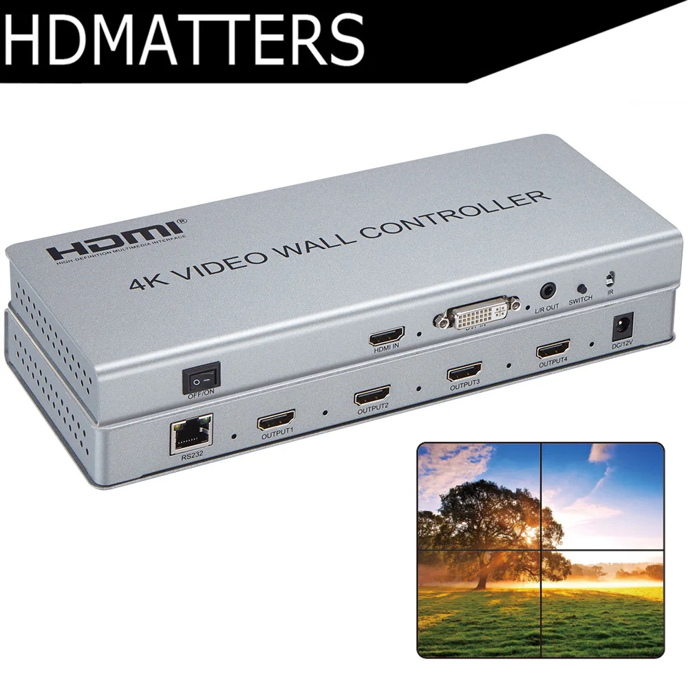 Видео настенный контроллер 4K X 2K HDMI 1,4 видео настенный процессор DVI/HDMI в 4X HDMI выход с аудио и RS232 управления
