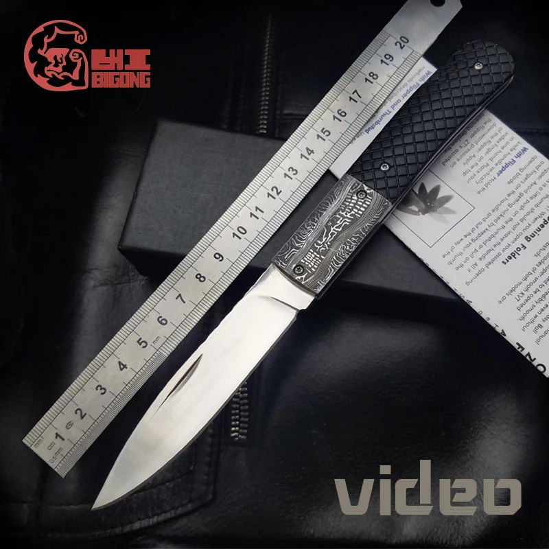 Очень Sharp! BIGONG складной нож 8 cr13mo стальное лезвие зернистая стальная ручка для