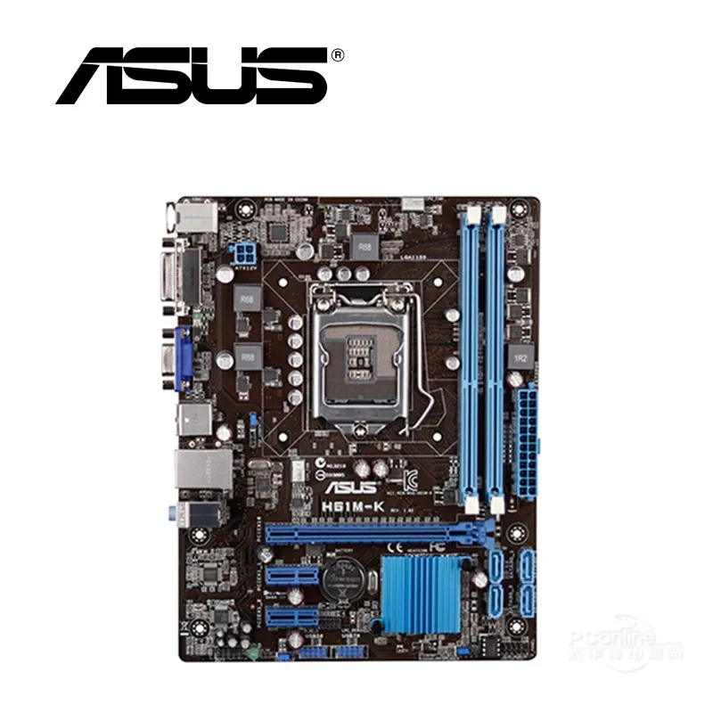 Asus H61M-K настольная материнская плата H61 Socket LGA 1155 i3 i5 i7 DDR3 16G Micro-ATX UEFI биос оригинальная б/у материнская плата в продаже