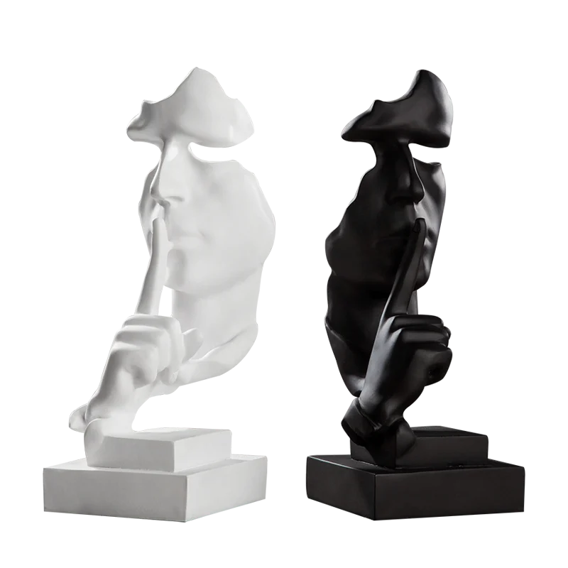 Абстрактная скульптура тишина Золотая Статуэтка украшения офисное украшение