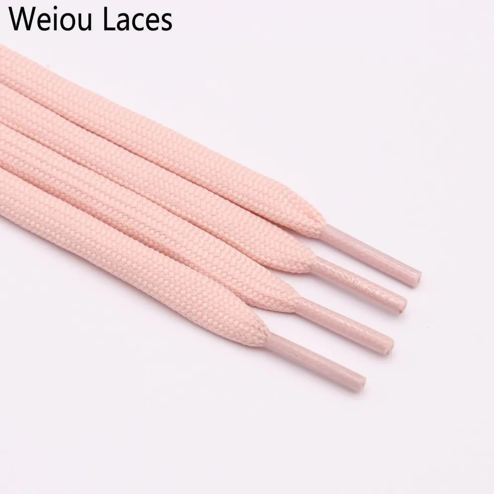 3024 Light pink Weiou Новые 7 мм 34 однотонные шнурки пара классических полых двойных плоских шнурков тканые шнурки Спортивные Повседневные шнурки - Цвет: 3024 Light pink